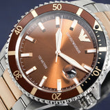  Shop Authentic Emporio Armani Diver Quartz Brown Dial Two Tone Steel Strap Watch For Men - AR11340 - Luxxuri