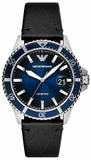  Shop Authentic Emporio Armani Diver Three-Hand Quartz Blue Dial Blue Leather Strap Watch For Men - AR11516 - Luxxuri