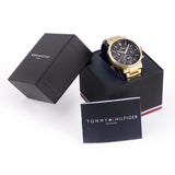  Shop Authentic Tommy Hilfiger Tyson Chronograph Black Dial Gold Steel Strap Watch For Men - 1710589 - Luxxuri
