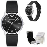  Shop Authentic Emporio Armani Kappa Analog Quartz Black Dial Black Leather Strap Watch For Men - AR11013 - Luxxuri