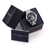  Shop Authentic Tommy Hilfiger Henry Chronograph Black Dial Silver Steel Strap Watch For Men - 1710477 - Luxxuri