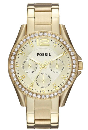  Shop Authentic Fossil Riley Gold Dial Gold Steel Strap Watch for Women - ES3203 - Luxxuri