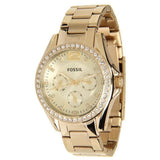  Shop Authentic Fossil Riley Gold Dial Gold Steel Strap Watch for Women - ES3203 - Luxxuri