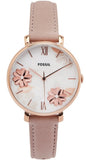  Shop Authentic Fossil Jacqueline Three Hand Mother of Pearl Dial Pink Leather Strap Watch for Women - ES4671 - Luxxuri