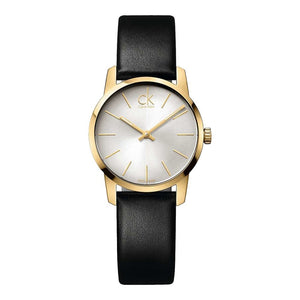  Shop Authentic Calvin Klein City Silver Dial Black Leather Strap Watch For Women - K2G23520 - Luxxuri