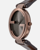  Shop Authentic Gucci Interlocking Brown Dial Brown Leather Strap Watch For Women - YA133309 - Luxxuri