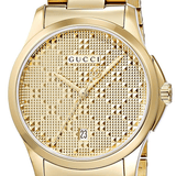  Shop Authentic Gucci G Timeless Gold Dial Gold Steel Strap Unisex Watch - YA126461 - Luxxuri