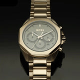  Shop Authentic Hugo Boss Classic Chronograph Green Dial Beige Gold Steel Strap Watch For Men - 1514019 - Luxxuri
