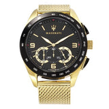  Shop Authentic Maserati Traguardo 45mm Quartz Gold Black Dial Watch For Men - R8873612010 - Luxxuri