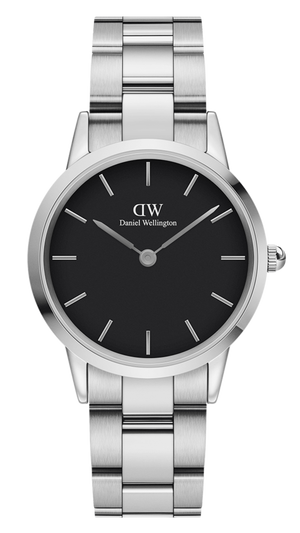  Shop Authentic Daniel Wellington Iconic Link Black Dial Silver Steel Strap Watch for Women - DW00100204 - Luxxuri