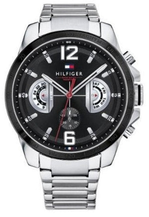  Shop Authentic Tommy Hilfiger Decker Quartz Black Dial Silver Steel Strap Watch for Men - 1791472 - Luxxuri