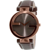  Shop Authentic Gucci G Interlocking Brown Dial Brown Leather Strap Watch For Women - YA133504 - Luxxuri