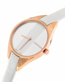  Shop Authentic Calvin Klein Rebel White Grey Dial White Leather Strap Watch for Women - K8P236L6 - Luxxuri