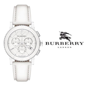  Shop Authentic Burberry City Chronograph White Dial White Leather Strap Watch For Women - BU9701 - Luxxuri