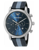  Shop Authentic Emporio Armani Luigi Chronograph Quartz Blue Dial Blue Nylon Strap Watch For Men - AR1949 - Luxxuri