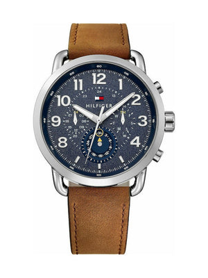  Shop Authentic Tommy Hilfiger Briggs Chronograph Blue Dial Brown Leather Strap Watch for Men - 1791424 - Luxxuri