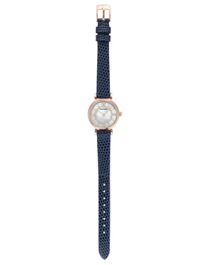  Shop Authentic Emporio Armani Gianni T-Bar Analog Mother of Pearl Dial Blue Leather Strap Watch For Women - AR11468 - Luxxuri