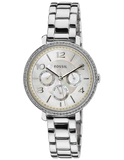  Shop Authentic Fossil Jacqueline Multi-Function Mother of Pearl Dial Silver Steel Strap Watch for Women - ES3755 - Luxxuri
