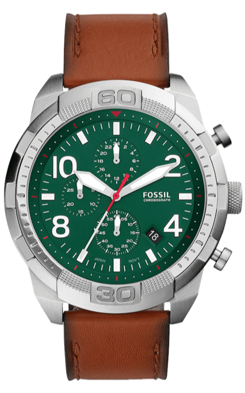  Shop Authentic Fossil Bronson Chronograph Green Dial Brown Leather Strap Watch for Men - FS5738 - Luxxuri