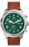  Shop Authentic Fossil Bronson Chronograph Green Dial Brown Leather Strap Watch for Men - FS5738 - Luxxuri