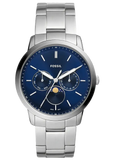  Shop Authentic Fossil Neutra Minimalist Moonphase Blue Dial Silver Steel Strap Watch for Men - FS5907 - Luxxuri