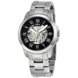  Shop Authentic Fossil Grant Skeleton Black Dial Silver Steel Strap Watch for Men - ME3055 - Luxxuri