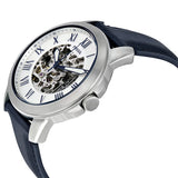  Shop Authentic Fossil Grant Automatic Skeleton White Dial Black Leather Strap Watch for Men - ME3101 - Luxxuri