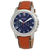  Shop Authentic Fossil Grant Chronograph Blue Dial Brown Leather Strap Watch for Men - FS5210 - Luxxuri