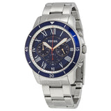  Shop Authentic Fossil Grant Sport Chronograph Blue Dial Silver Steel Strap Watch for Men - FS5238 - Luxxuri