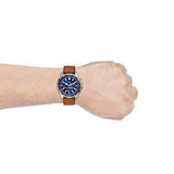  Shop Authentic Fossil Garrett Chronograph Blue Dial Brown Leather Strap Watch for Men - FS5625 - Luxxuri