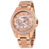  Shop Authentic Fossil Riley Multifunction Rose Gold Dial Rose Gold Steel Strap Watch for Women - ES2811 - Luxxuri