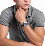 Shop Authentic Fossil Grant Chronograph Blue Dial Brown Leather Strap Watch for Men - FS5210 - Luxxuri