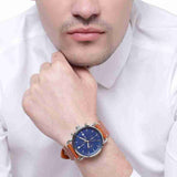  Shop Authentic Fossil The Commuter Blue Dial Brown Leather Strap Watch for Men - FS5401 - Luxxuri