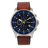  Shop Authentic Fossil Dillinger Luggage Chronograph Blue Dial Brown Leather Strap Watch for Men - FS5675 - Luxxuri