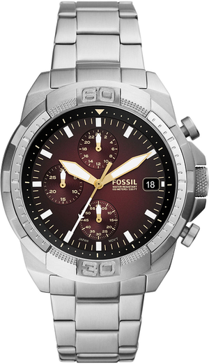  Shop Authentic Fossil Bronson Chronograph Red Dial Silver Steel Strap Watch for Men - FS5878 - Luxxuri