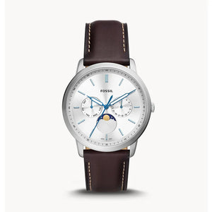  Shop Authentic Fossil Neutra Minimalist Moonphase Silver Dial Brown Leather Strap Watch for Men - FS5905 - Luxxuri