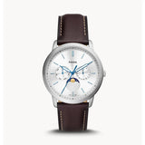  Shop Authentic Fossil Neutra Minimalist Moonphase Silver Dial Brown Leather Strap Watch for Men - FS5905 - Luxxuri