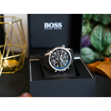  Shop Authentic Hugo Boss Globetrotter Black Dial Black Silicone Strap Watch for Men - 1513820 - Luxxuri