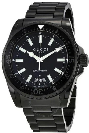  Shop Authentic Gucci Dive Quartz Black Dial Black Steel Strap Watch For Men - YA136205 - Luxxuri