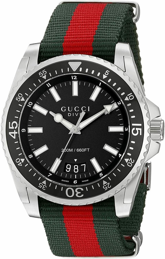  Shop Authentic Gucci Dive Black Dial Two Tone NATO Strap Watch For Men - YA136206 - Luxxuri