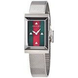  Shop Authentic Gucci G Frame Red and Green Dial Silver Mesh Bracelet Watch For Women - YA147401 - Luxxuri