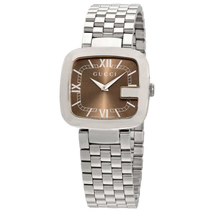  Shop Authentic Gucci G-Gucci Brown Dial Silver Steel Strap Watch For Women - YA125413 - Luxxuri