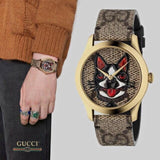  Shop Authentic Gucci G-Timeless Brown Dial Brown Leather Strap Unisex Watch - YA1264057 - Luxxuri