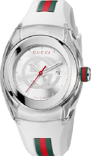  Shop Authentic Gucci Sync Quartz White Dial White Rubber Strap Unisex Watch - YA137302 - Luxxuri