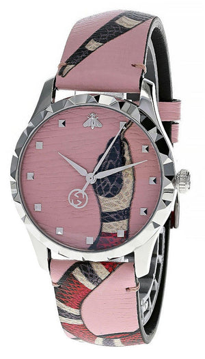  Shop Authentic Gucci G Timeless Pink Dial Pink Leather Strap Watch For Women - YA1264083 - Luxxuri