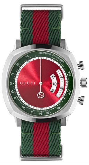  Shop Authentic Gucci Grip Quartz Chronograph Red Dial Two Tone NATO Strap Watch for Men - YA157304 - Luxxuri