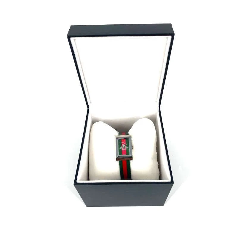  Shop Authentic Gucci G Frame Quartz Green & Red Mother of Pearl Dial Multicolor Leather Strap Watch For Women - YA147408 - Luxxuri