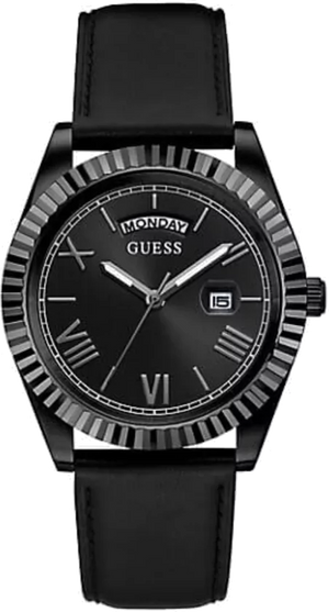  Shop Authentic Guess Connoisseur Black Dial Black Leather Strap Watch For Men - GW0353G1 - Luxxuri