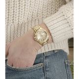  Shop Authentic Guess Frontier Diamonds Gold Dial Gold Steel Strap Watch For Women - W1156L2 - Luxxuri