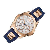  Shop Authentic Guess Interpid White & Rose Gold Dial Blue Silicone Strap Watch For Women - W0325L8 - Luxxuri